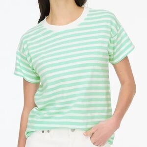J. Crew Factory Green and White Boxy Short Sleeve Tee Large NWT